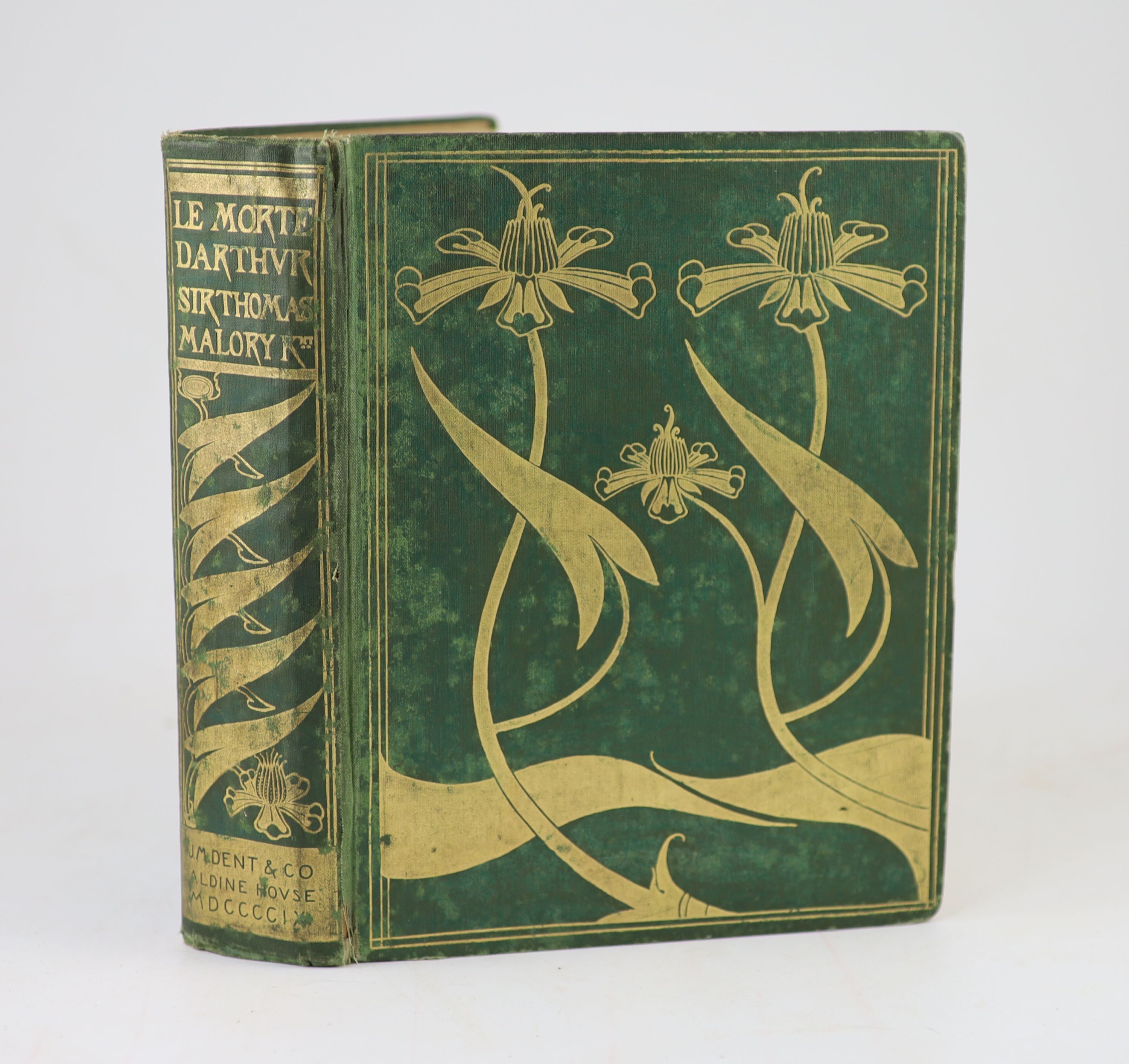 Malory, Thomas - Le Morte D’Arthur, 2nd edition, one of 1500 illustrated by Aubrey Beardsley, 4to, original green cloth, with an art nouveau floral design in gilt, J.M. Dent, London, 1909